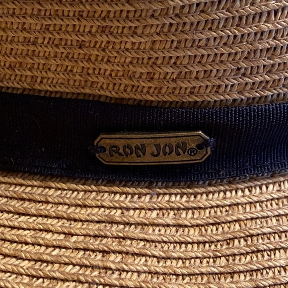 Ron Jon Woman’s Straw Hat with Black Ribbon & Trim with Adjustable Velcro Strip. - Picture 9 of 10
